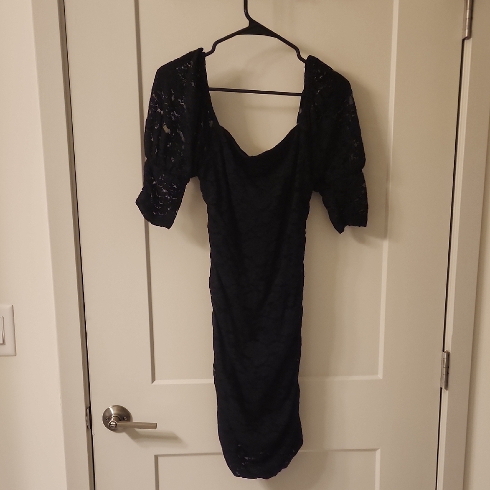 Express Elegant Black Lace Mini Dress